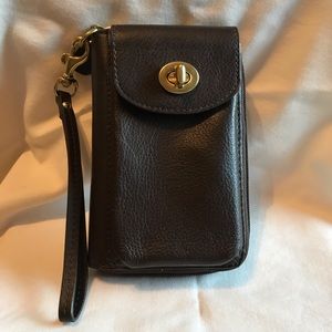 Authentic Coach Brown Phone ID Wristlet Wallet
